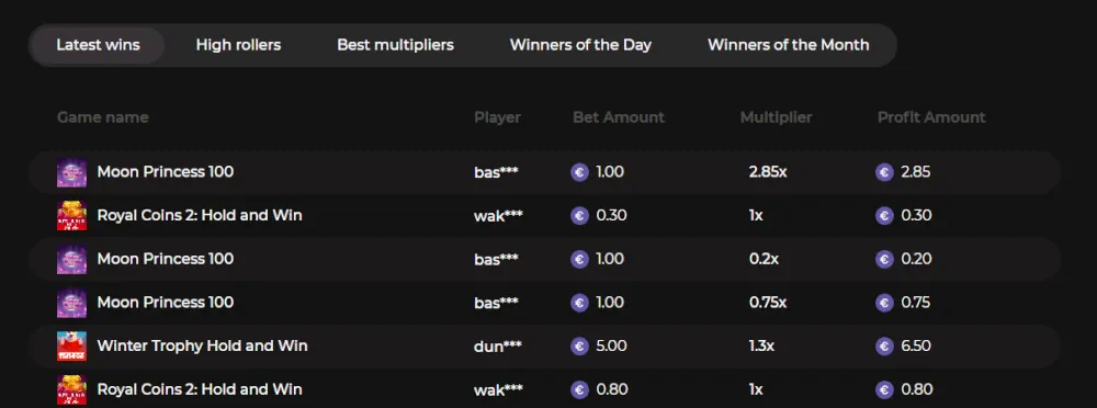 Spinstar Casino Latest Wins